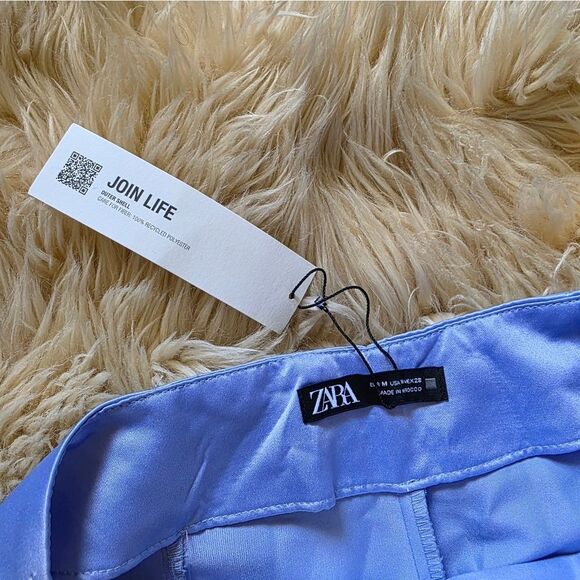 NWT Zara Light Purple/blue Satin Effect Wide Leg Pants Size Medium - Picture 5 of 12